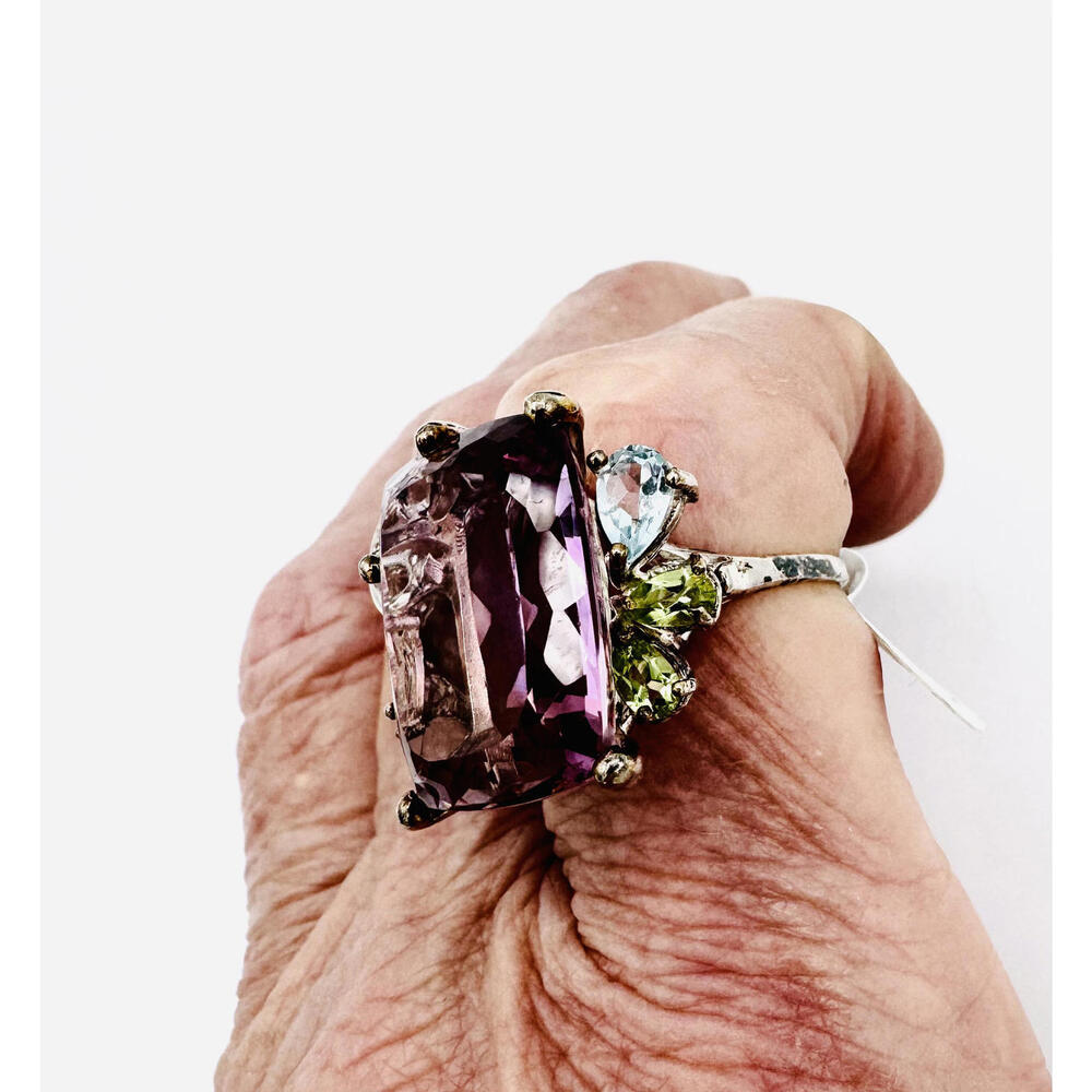 Large Amethyst Statement Ring - - image 3